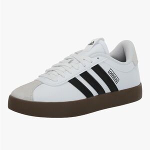 Adidas Classic White and Black Sneakers with Brown Sole